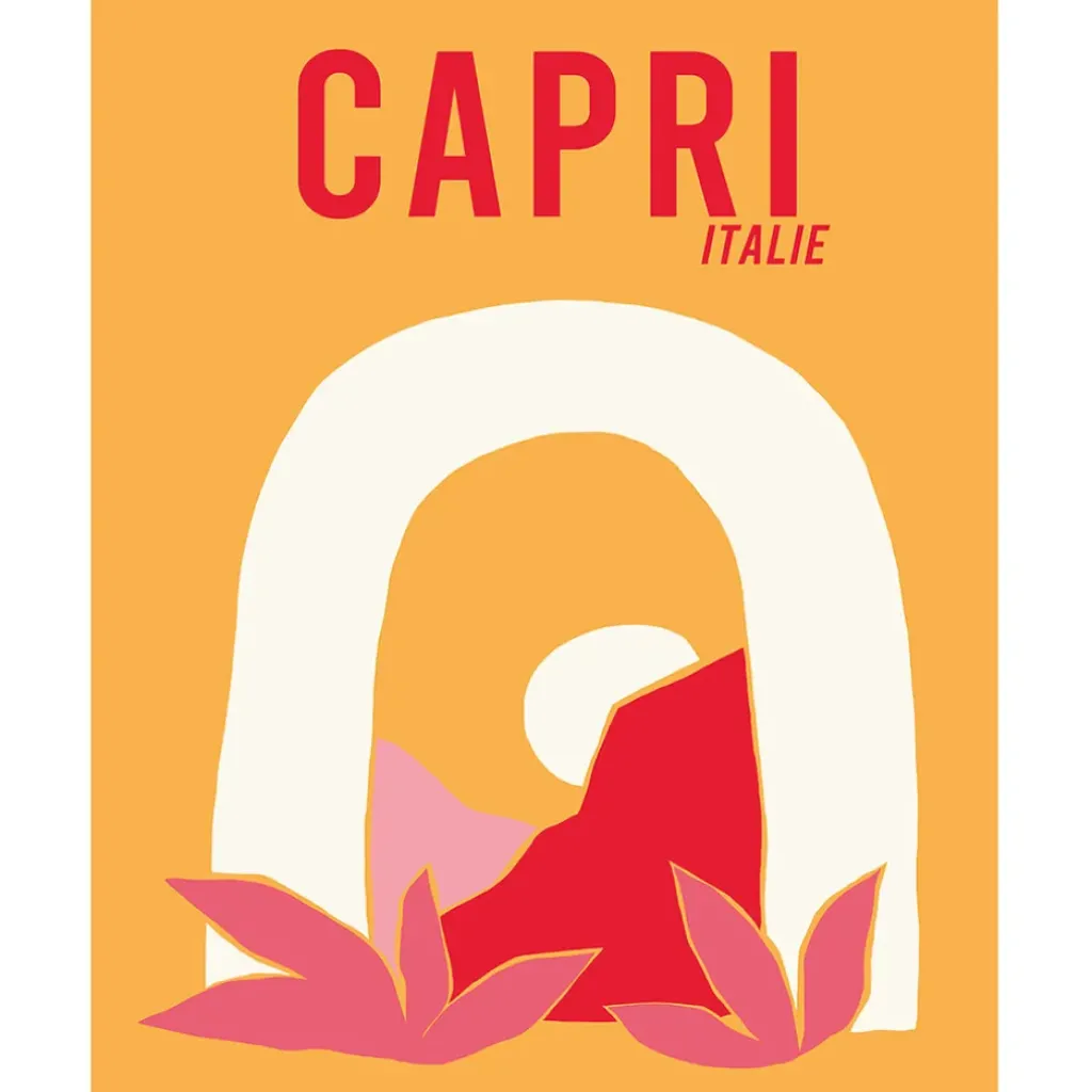 Fabrique de Styles Affiche "Capri Italie" jaune 30x40cm* Cadres Déco Et Affiches