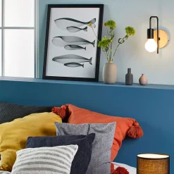 Fabrique de Styles Applique base ronde en bois naturel et métal noir* Appliques