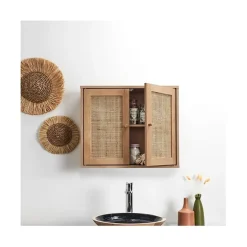 Fabrique de Styles Armoire murale 2 portes bois et cannage 60xh50cm - Baia* Buffets Et Vitrines