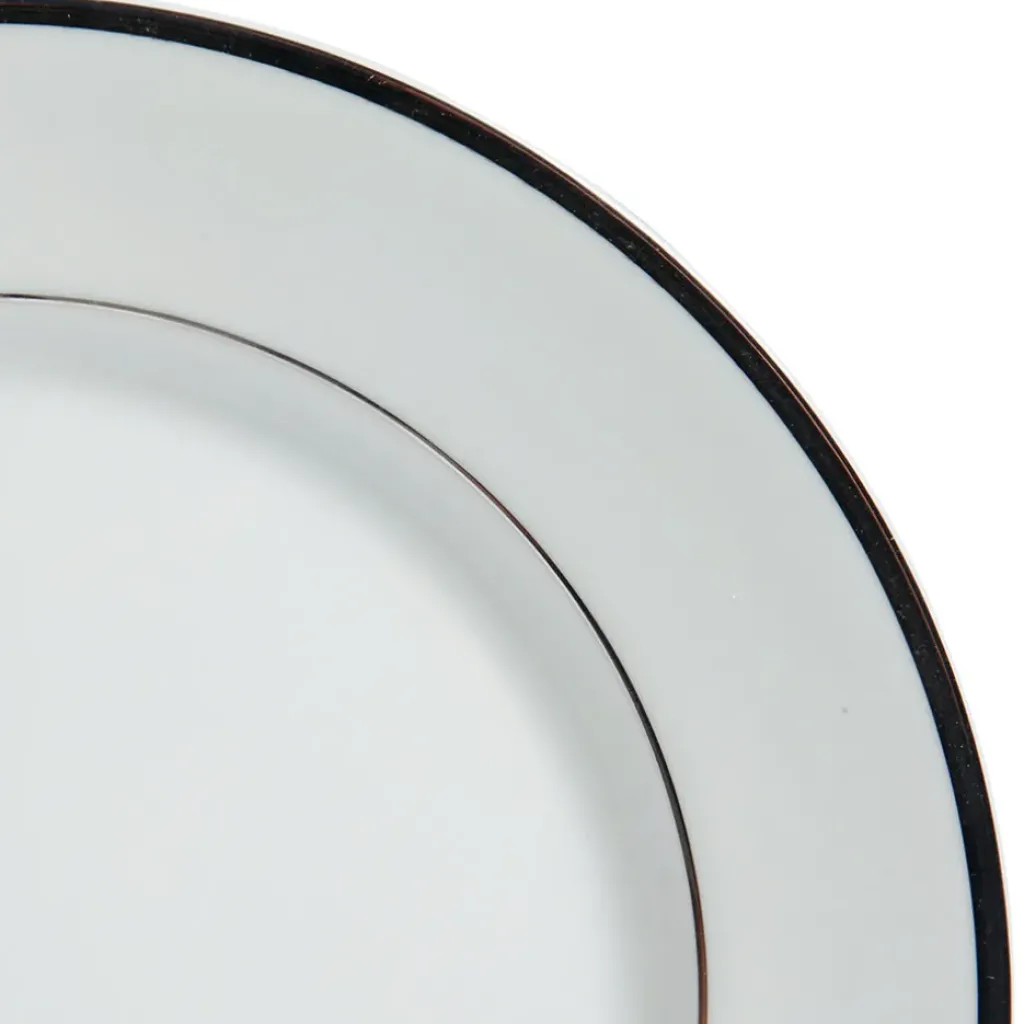 Fabrique de Styles Assiette à dessert en porcelaine blanc et platine d20cm - ginger* Assiettes