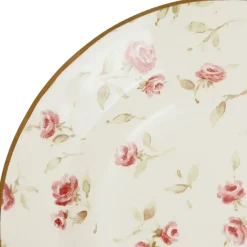 Fabrique de Styles Assiette creuse en faïence rose et doré d23cm - Rose* Assiettes