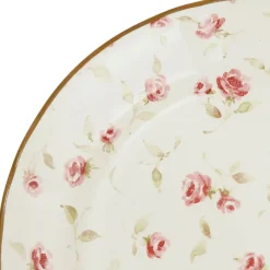 Fabrique de Styles Assiette plate en faïence rose et doré d26cm - Rose* Assiettes