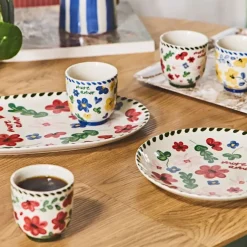 Fabrique de Styles Assiette plate en grès fleur d20.5cm - Bellagio* Assiettes