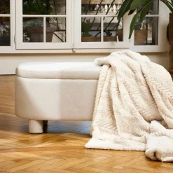 Fabrique de Styles Banc coffre en tissu écru - Tessia* Bancs Et Banquettes