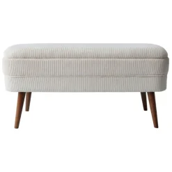 Fabrique de Styles Banc coffre en velours côtelé écru - Eleonor* Bancs Et Banquettes