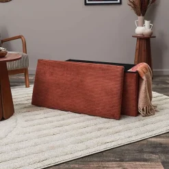 Fabrique de Styles Banc coffre pliable en tissu côtelé - Scarlett* Bancs Et Banquettes