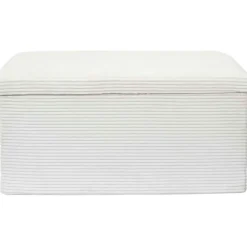 Fabrique de Styles Banc coffre pliable en tissu côtelé beige - Scarlett* Bancs Et Banquettes