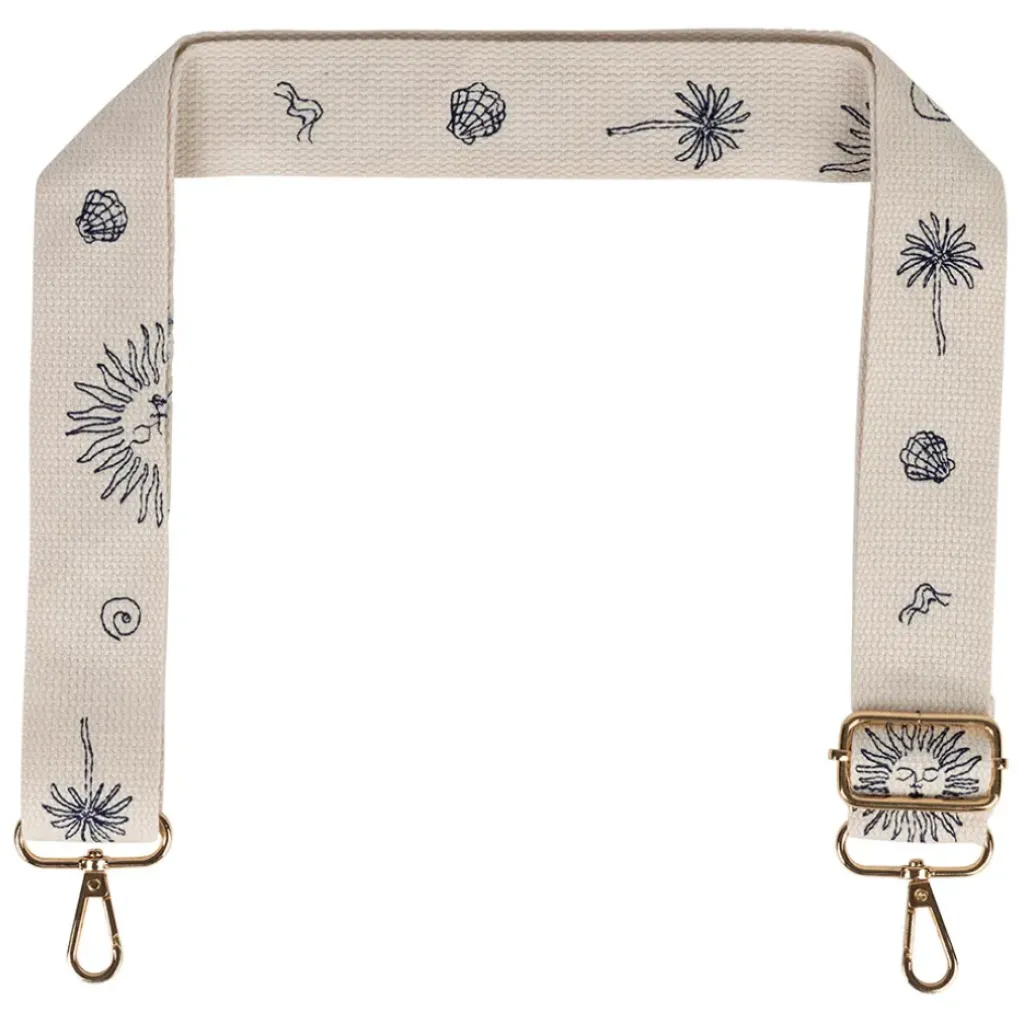 Fabrique de Styles Bandoulière brodée réglable en coton écru et* Accessoires Mode