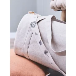 Fabrique de Styles Bandoulière brodée réglable en coton écru et* Accessoires Mode