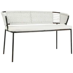 Fabrique de Styles Banquette 2 places en fer noir et coton beige - Cobalt* Bancs Et Banquettes