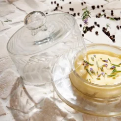 Fabrique de Styles Beurrier rond en verre d14cm - Azelie* Accessoires De Table