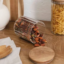 Fabrique de Styles Bocal en verre avec couvercle en acacia 50cl* Pots Et Bocaux