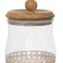 Fabrique de Styles Bocal en verre avec couvercle rotin 1.5l - Fantine* Pots Et Bocaux