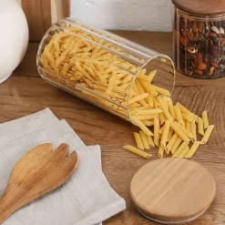 Fabrique de Styles Bocal en verre avec couvercle en acacia 70cl* Pots Et Bocaux