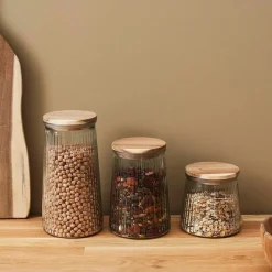 Fabrique de Styles Bocal en verre 65cl - Top Acacia* Petits Rangements