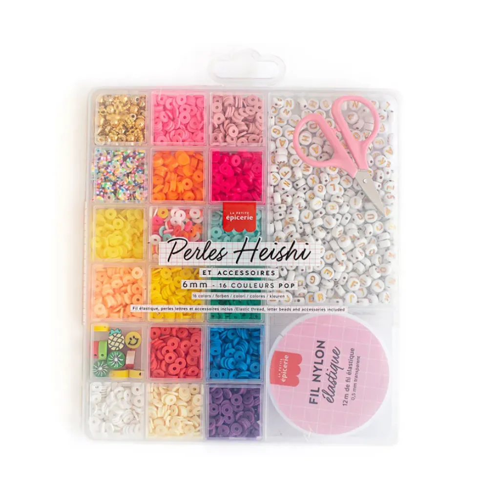 Fabrique de Styles Boite de 16 couleurs pop de perles heishi 6 mm et accessoires* Loisirs Créatifs