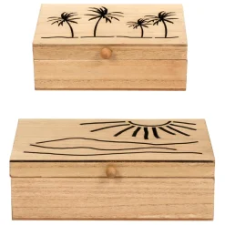 Fabrique de Styles Boite gigogne avec couvercle x2 sweet leaves 22x14.5xh7+16x10.5xh5.5cm mdf* Boîtes