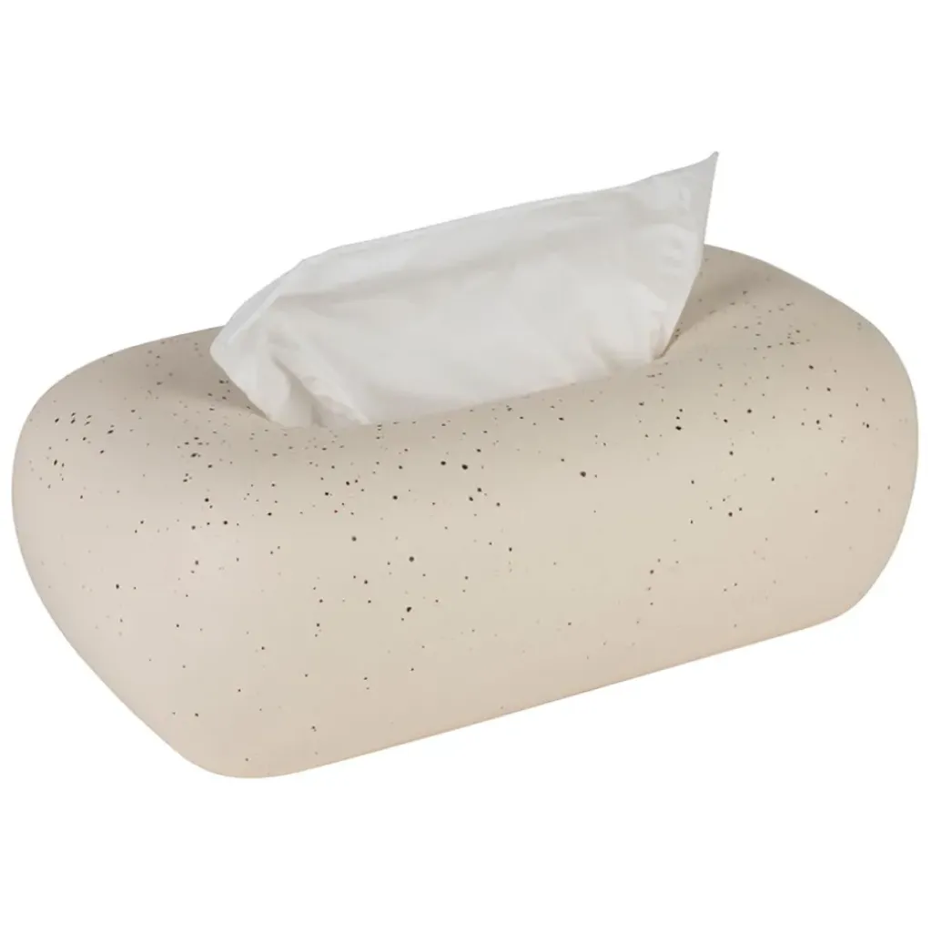Fabrique de Styles Boîte à mouchoir en grès blanc moucheté - Klosen* Petits Objets Déco