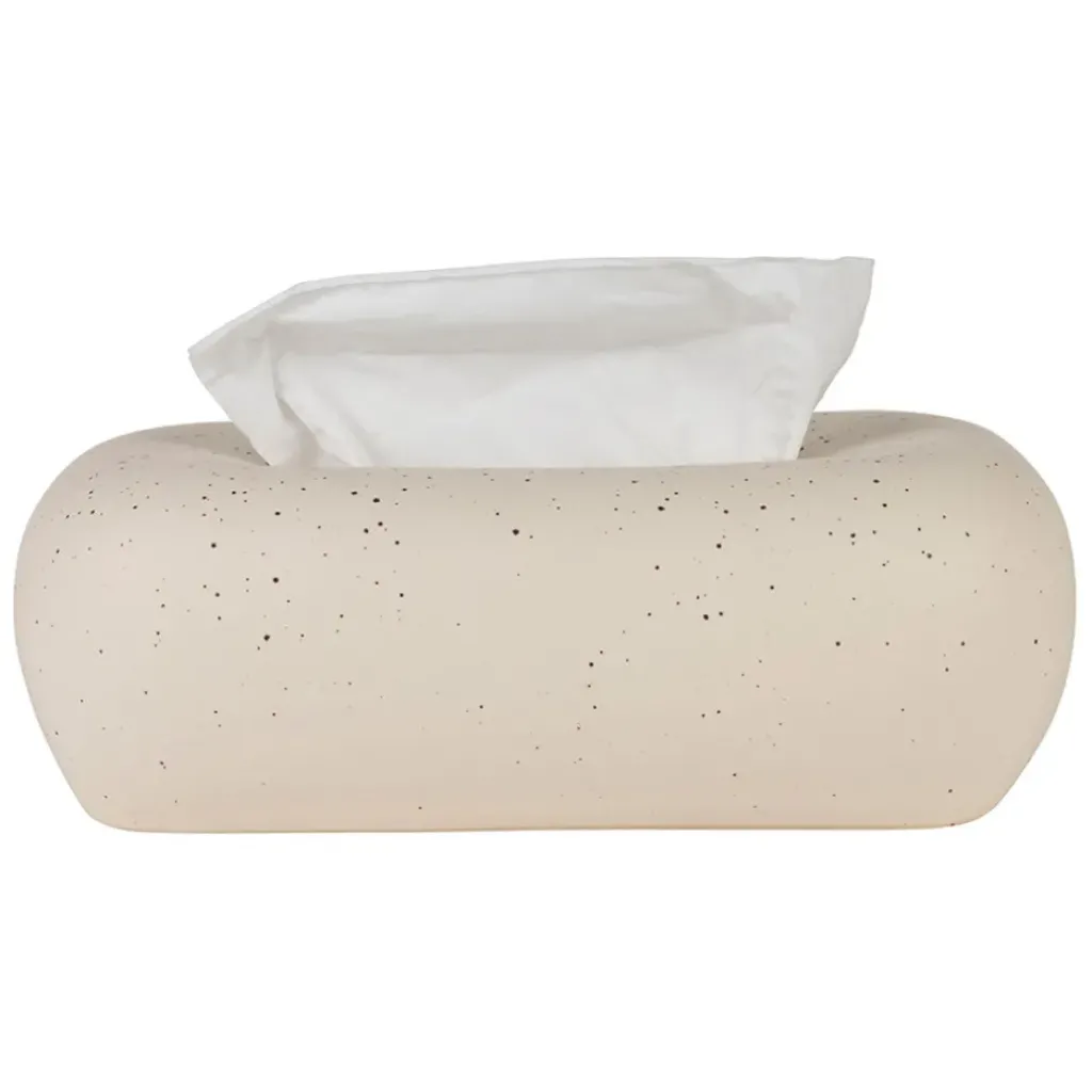 Fabrique de Styles Boîte à mouchoir en grès blanc moucheté - Klosen* Petits Objets Déco