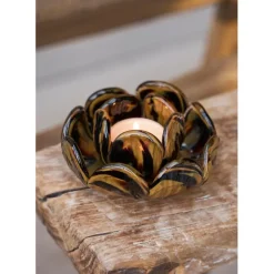 Fabrique de Styles Bougeoir en verre et camel h6cm - Camélia* Photophores, Bougeoirs Et Lanternes