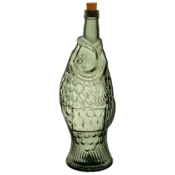 Fabrique de Styles Bouteille Poisson en verre recyclé sablé 1.1l* Carafes Et Pichets