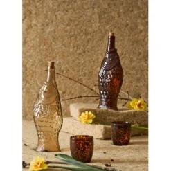 Fabrique de Styles Bouteille Poisson en verre recyclé sablé rose pâle 1.1L* Carafes Et Pichets