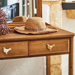 Fabrique de Styles Boutons de porte poules x2 blanc et doré - Campagne* Accessoires Et Quincaillerie