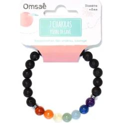 Fabrique de Styles Bracelet 7 chakras pierre de lave perles rondes 8mm* Bijoux Fantaisie