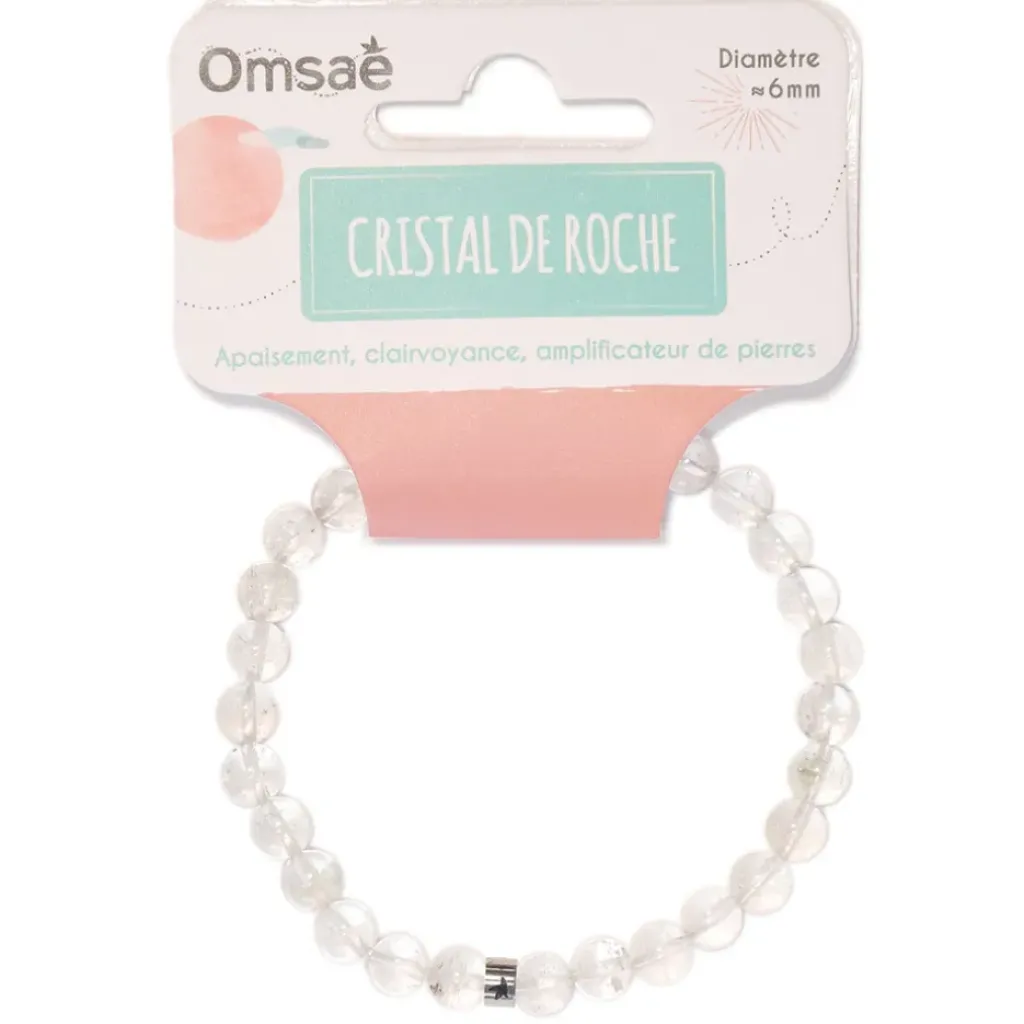 Fabrique de Styles Bracelet cristal de roche perles rondes 6mm* Bijoux Fantaisie