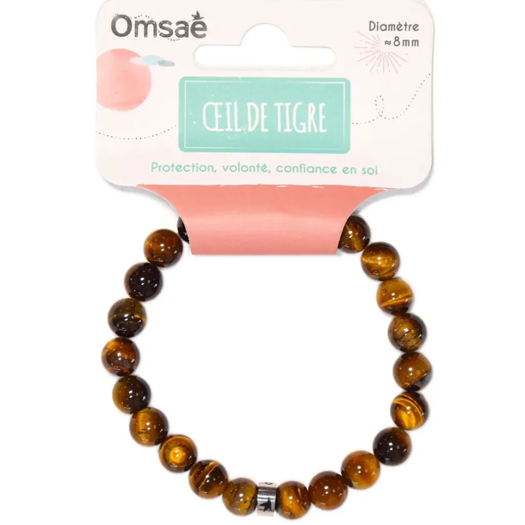 Fabrique de Styles Bracelet œil de tigre perles rondes 8mm* Bijoux Fantaisie