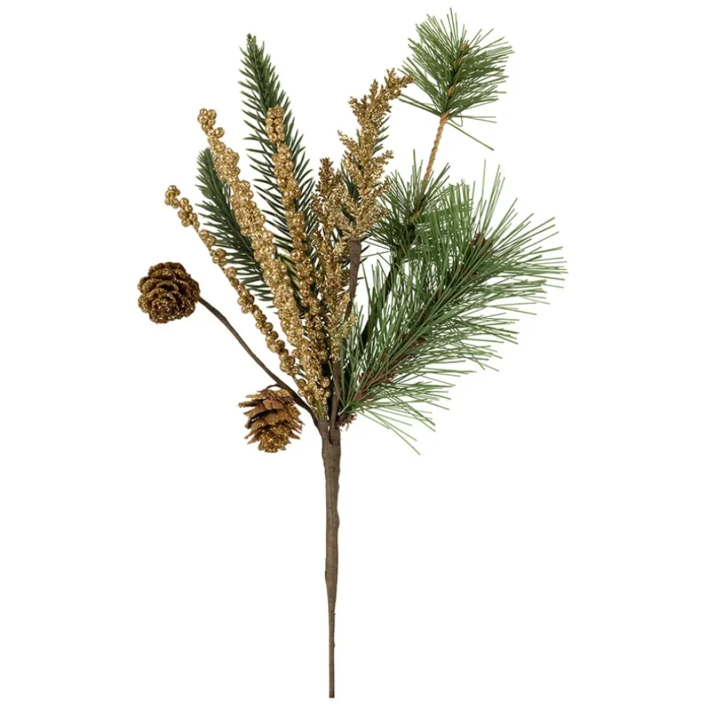 Fabrique de Styles Branchage doré et vert h32cm - Alfe* Fleurs Et Plantes Artificielles