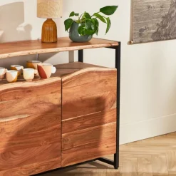 Fabrique de Styles Buffet 3 portes en acacia et pieds en fer noir - Brooklyn* Buffets Et Vitrines