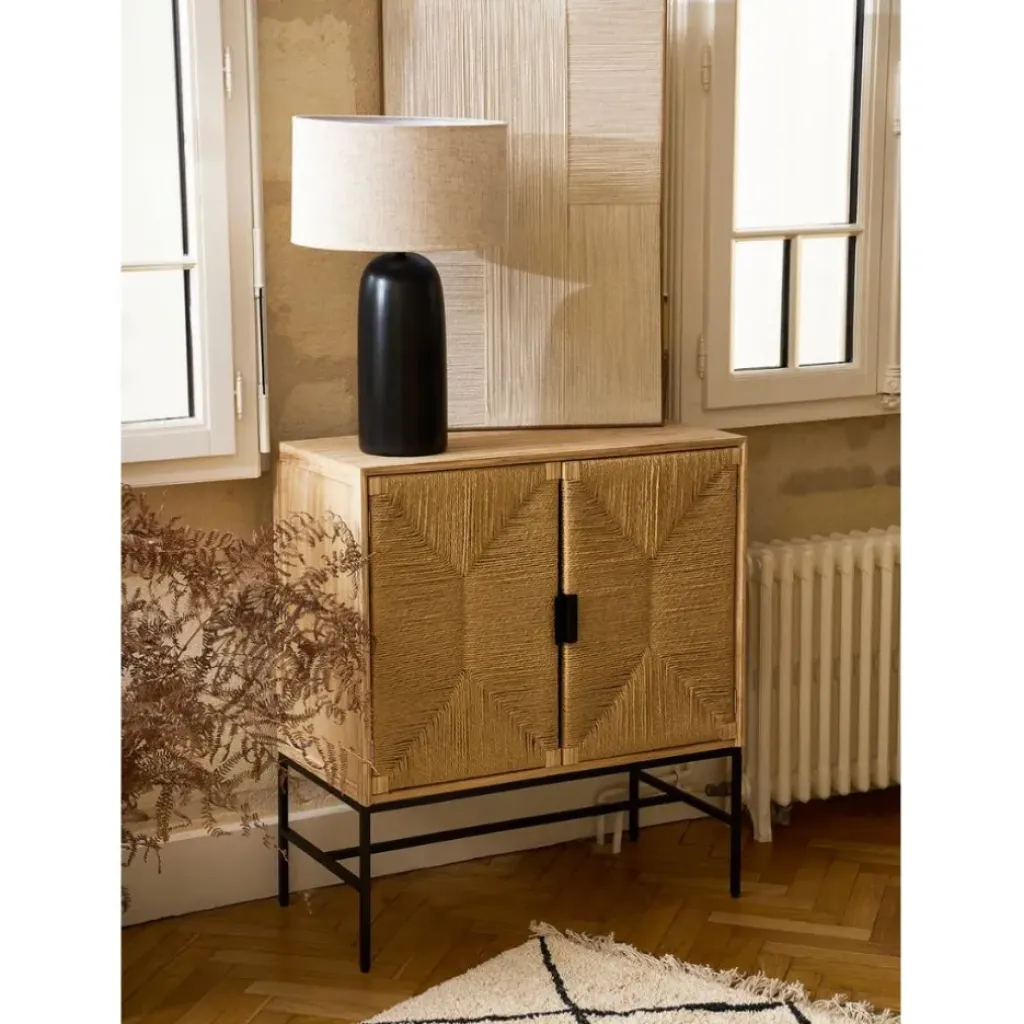 Fabrique de Styles Buffet 2 portes en naturel et noir h90cm - Kenda* Buffets Et Vitrines