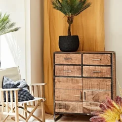 Fabrique de Styles Buffet bas en acacia et fer 2 portes H105cm -Factory* Buffets Et Vitrines