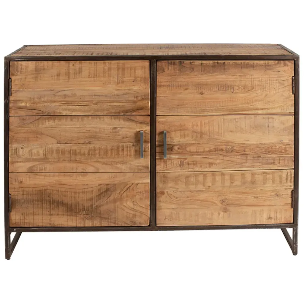 Fabrique de Styles Buffet bas en acacia et fer 2 portes H90cm - Factory* Buffets Et Vitrines