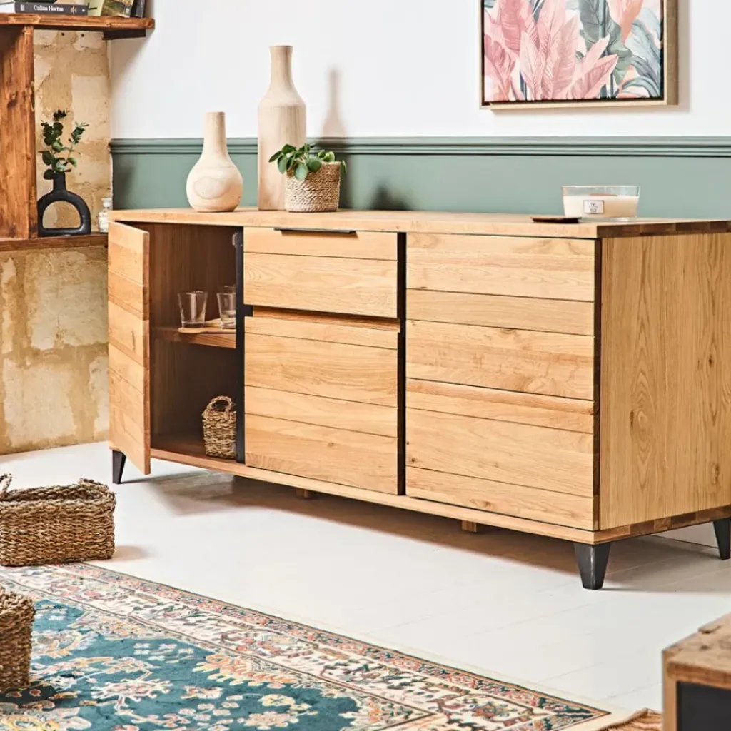 Fabrique de Styles Buffet enfilade chêne massif 3 portes et tiroir - Manny* Buffets Et Vitrines