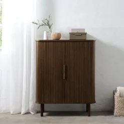 Fabrique de Styles Buffet placage chêne foncé 3 étagères H113cm - Cavo* Buffets Et Vitrines