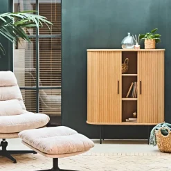 Fabrique de Styles Buffet placage chêne 3 étagères h118cm - nola* Buffets Et Vitrines