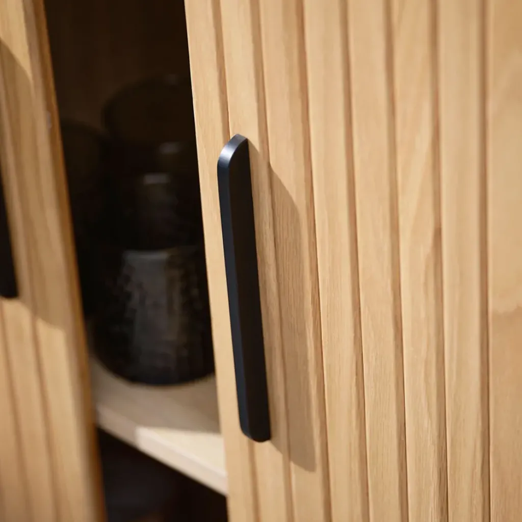 Fabrique de Styles Buffet placage chêne 3 étagères h118cm - nola* Buffets Et Vitrines