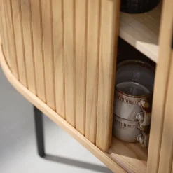 Fabrique de Styles Buffet placage chêne 3 étagères h118cm - nola* Buffets Et Vitrines