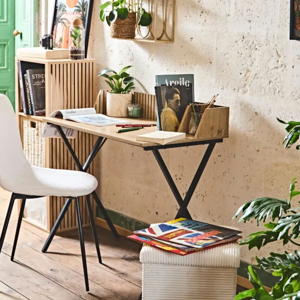 Fabrique de Styles Bureau en bois naturel et fer noir - Kara* Bureaux