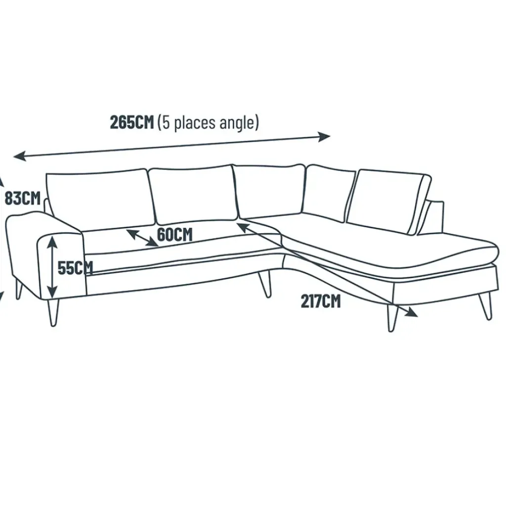 Fabrique de Styles Canapé d'angle droit 5 places ANDRE - Dany ecru 2* Canapés D'angle