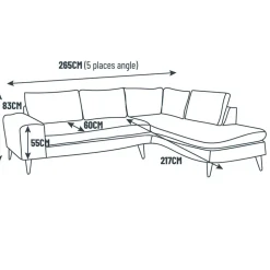 Fabrique de Styles Canapé d'angle gauche 5 places André - velours vintage - Adore kaki hunter* Canapés D'angle