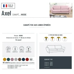 Fabrique de Styles Canapé fixe 3 places Axel - Tissu - Enjoy Vert D'Eau* Canapés Fixes