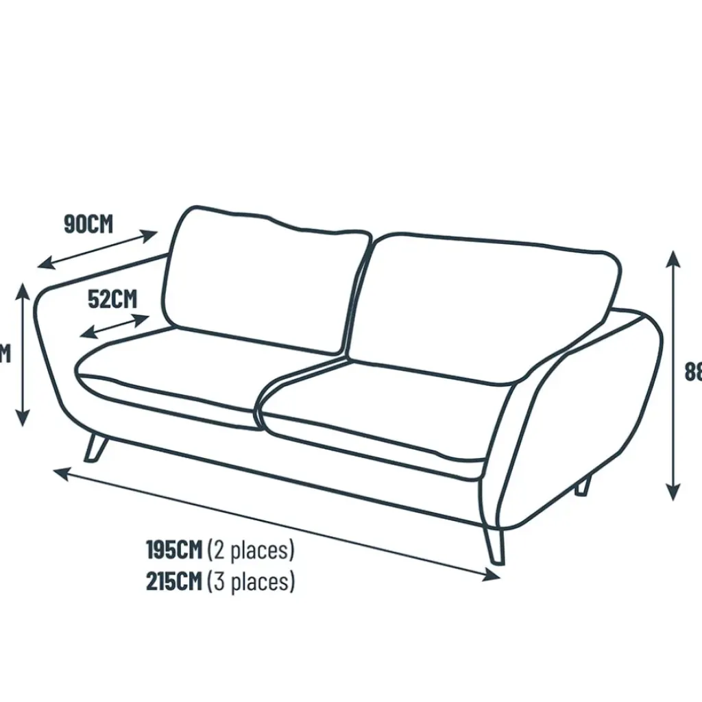 Fabrique de Styles Canapé fixe 3 places Axel - Velours Vintage - Adore Anthracite* Canapés Fixes