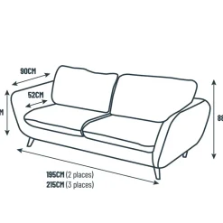 Fabrique de Styles Canapé fixe 3 places Axel - Velours Texturé - Dany é* Canapés Fixes