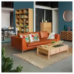 Fabrique de Styles Canapé fixe 3 places en cuir vintage cognac - Montino* Canapés Fixes