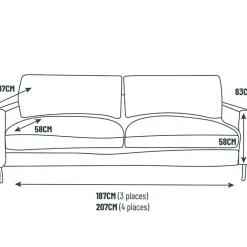 Fabrique de Styles Canapé fixe 3 places Gaspard - Tissu Texturé - Crown Moutarde* Canapés Fixes