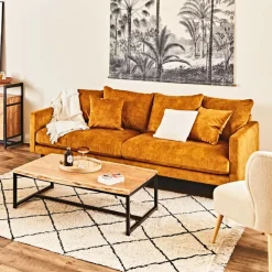 Fabrique de Styles Canapé fixe 4 places Marius - Effet Velours - Seven Turtle* Canapés Fixes