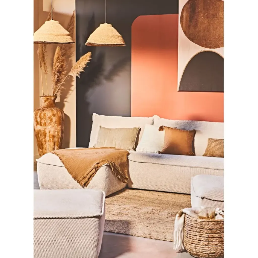 Fabrique de Styles Canapé modulable 4 places avec pouf ivoire - Aubin* Canapés Modulables